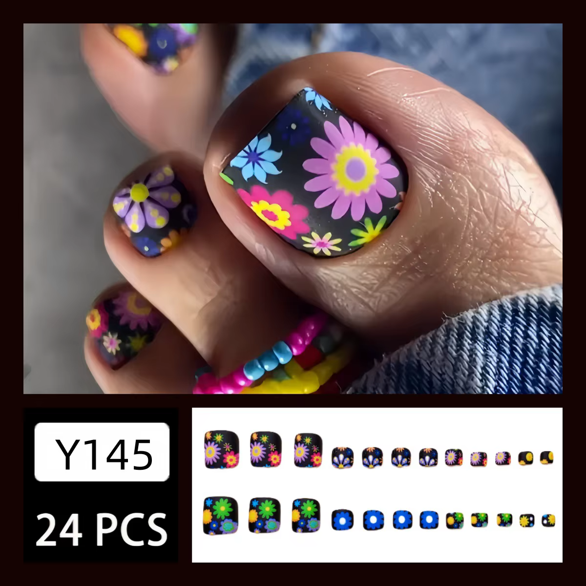 Faux ongles imprimé léopard noir et blanc, avec autocollant en gelée, à pression, tête ronde portabl