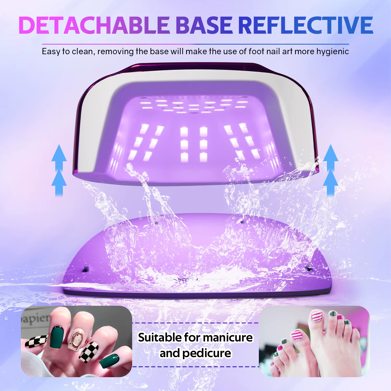 Lampe à ongles LED UV rechargeable 200W, sèche-ongles sans fil avec 3 réglages de minuterie et capte