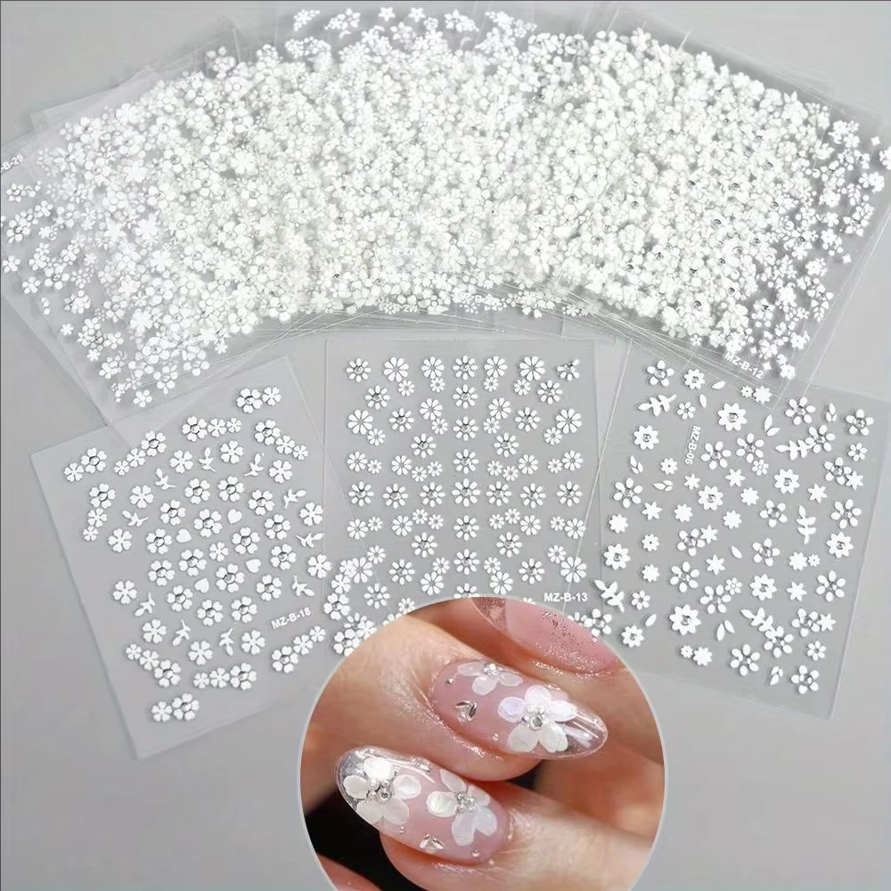 Autocollants pour ongles, 20 feuilles, petites fleurs fraîches de printemps, décoration artistique