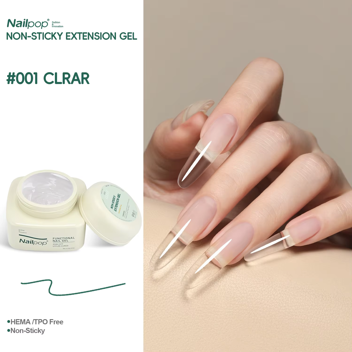 Nailpop HEMA/TPO – Gel adhésif Non collant, enroulement UV/LED pour Extensions d'ongles, modèles de