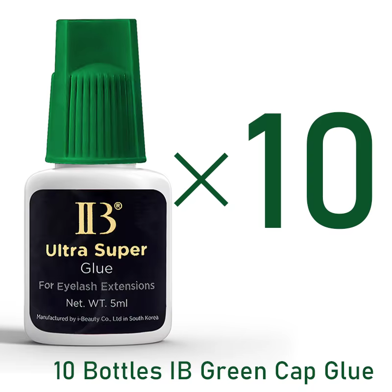 IBeauty – colle Ultra Super pour Extension de cils, 10 bouteilles, capuchon vert, adhésif imperméabl
