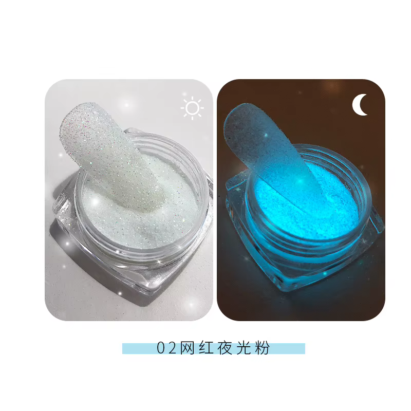 Poudre de sable structurels ente holographique phosphorescente pour les ongles, néon phosphorescent,