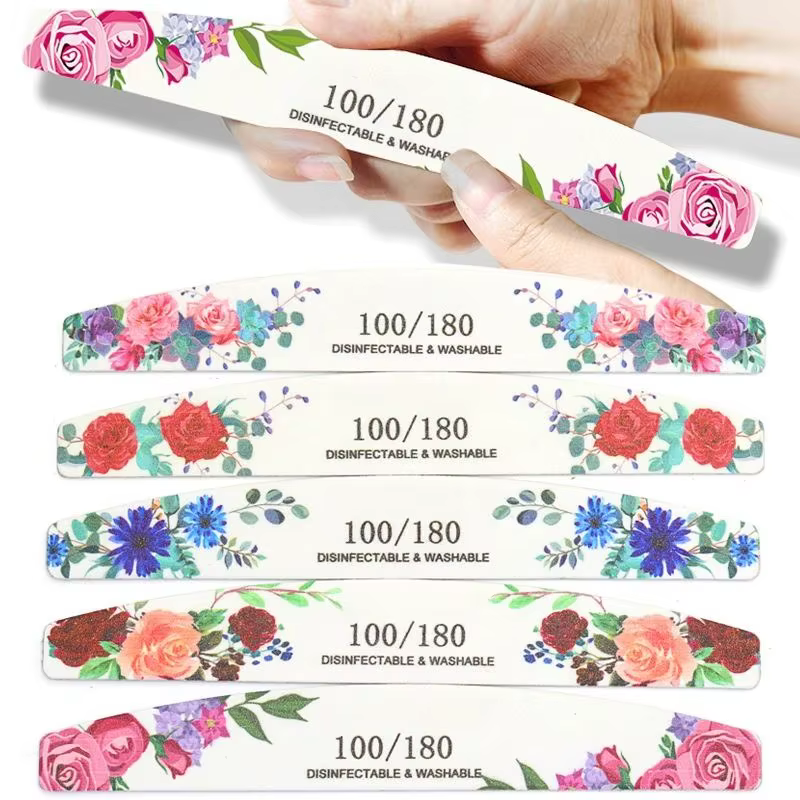 10 pièces Lot limes à ongles professionnelles 100/180 grain bois fort papier de verre émeri double f