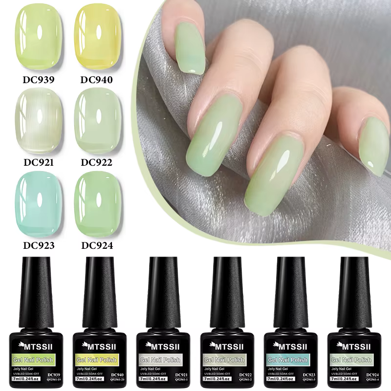 Ensemble de vernis à ongles Gel gelée nue, 6 pièces, transparent, translucide, pour manucure, fourni