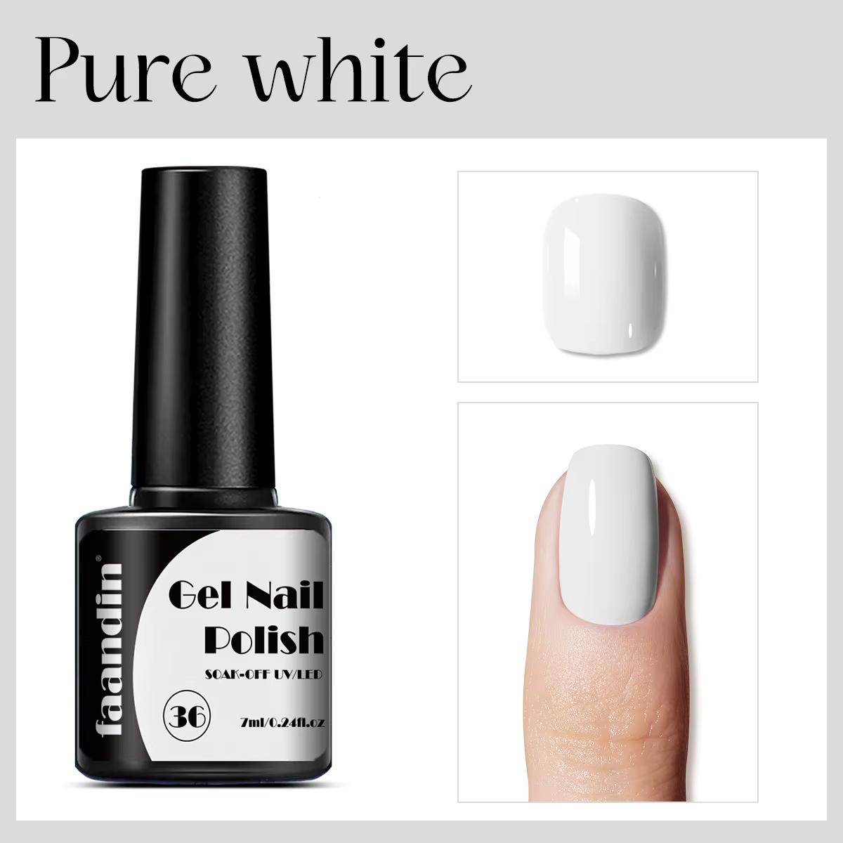 Faandin 7 ml * 1 bouteille, vernis à ongles gel classique noir, blanc, couleurs très classiques, pol