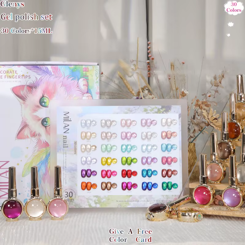 Gel vernis à ongles effet œil de chat 30 couleurs Glenys, populaire, gel d'immersion avancé, carte d