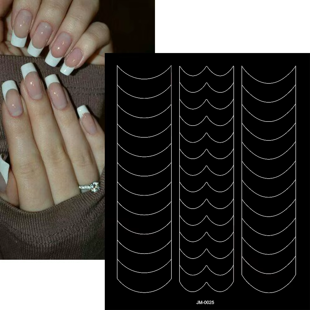 Pochoirs autocollants pour Nail Art, lignes françaises incurvées, motif en forme de V, décalcomanies