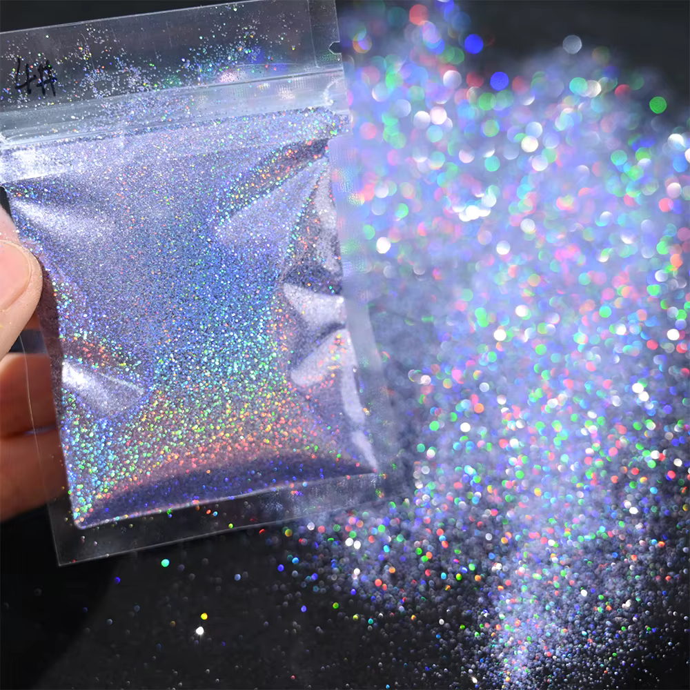 Paillettes holographiques Laser arc-en-ciel pour ongles, 0.2MM, poudre scintillante pour ongles, 10G