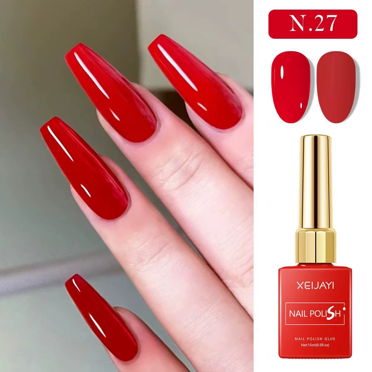 Vernis à ongles Gel 15ml, 6 couleurs, rouge, Super brillant, Semi-Permanent, matériaux pour Nail Art
