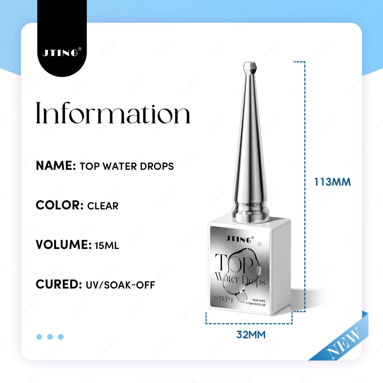 JTING 15ml Nouveau Gel Polish Transparent Effet Gouttes d'Eau Sans Résidu 3D Effet Goutte d'Eau UV L