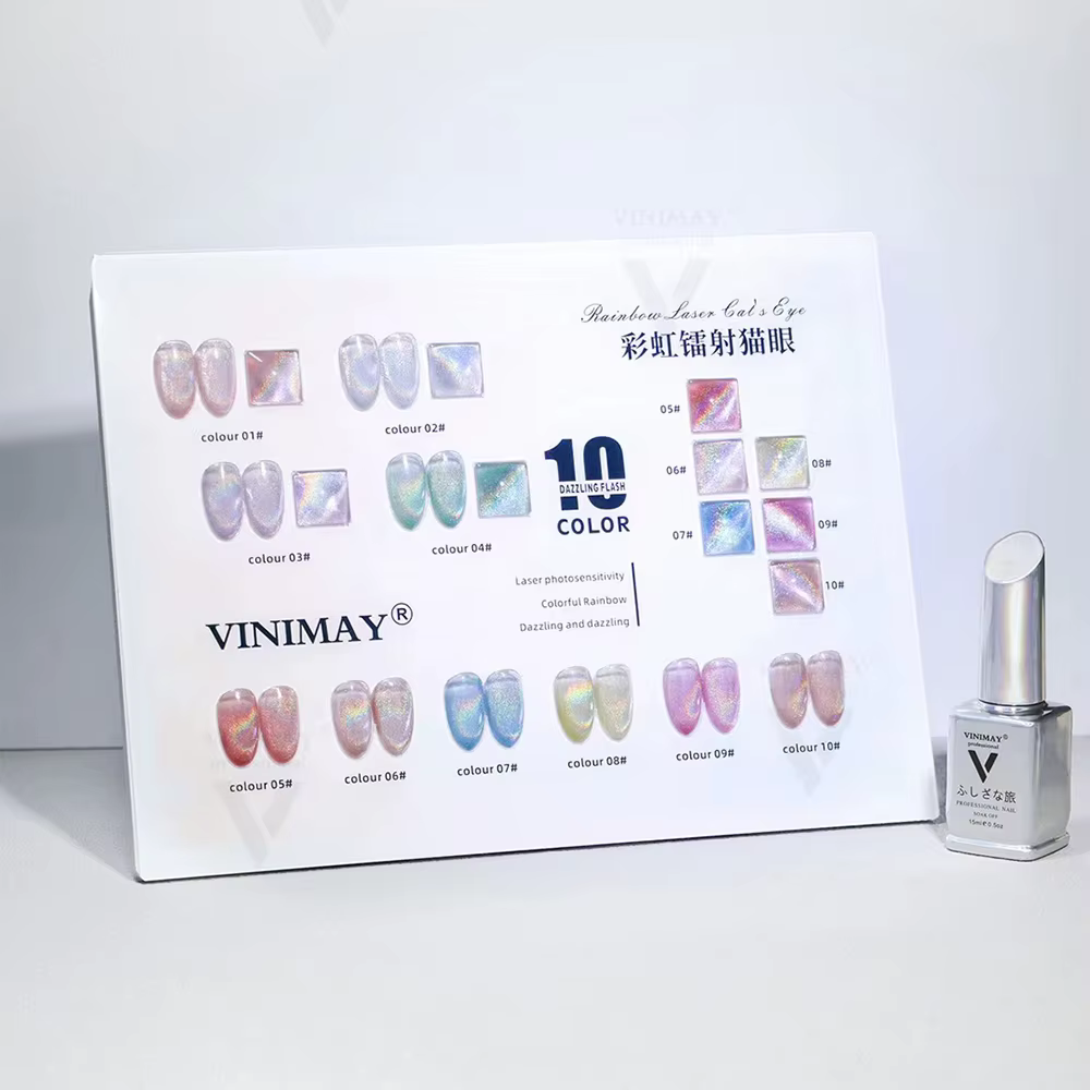 VINtenstein-Ensemble de vernis à ongles, gel UV, arc-en-ciel, laser, œil de chat, paillettes, laque