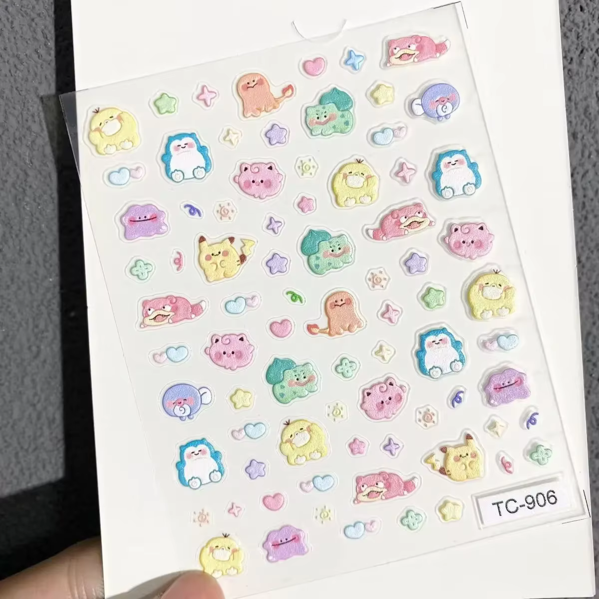 Autocollants pour ongles Pokemon Pikachu, en relief 5D, pour Nail Art, tasse d'eau, coque de télépho