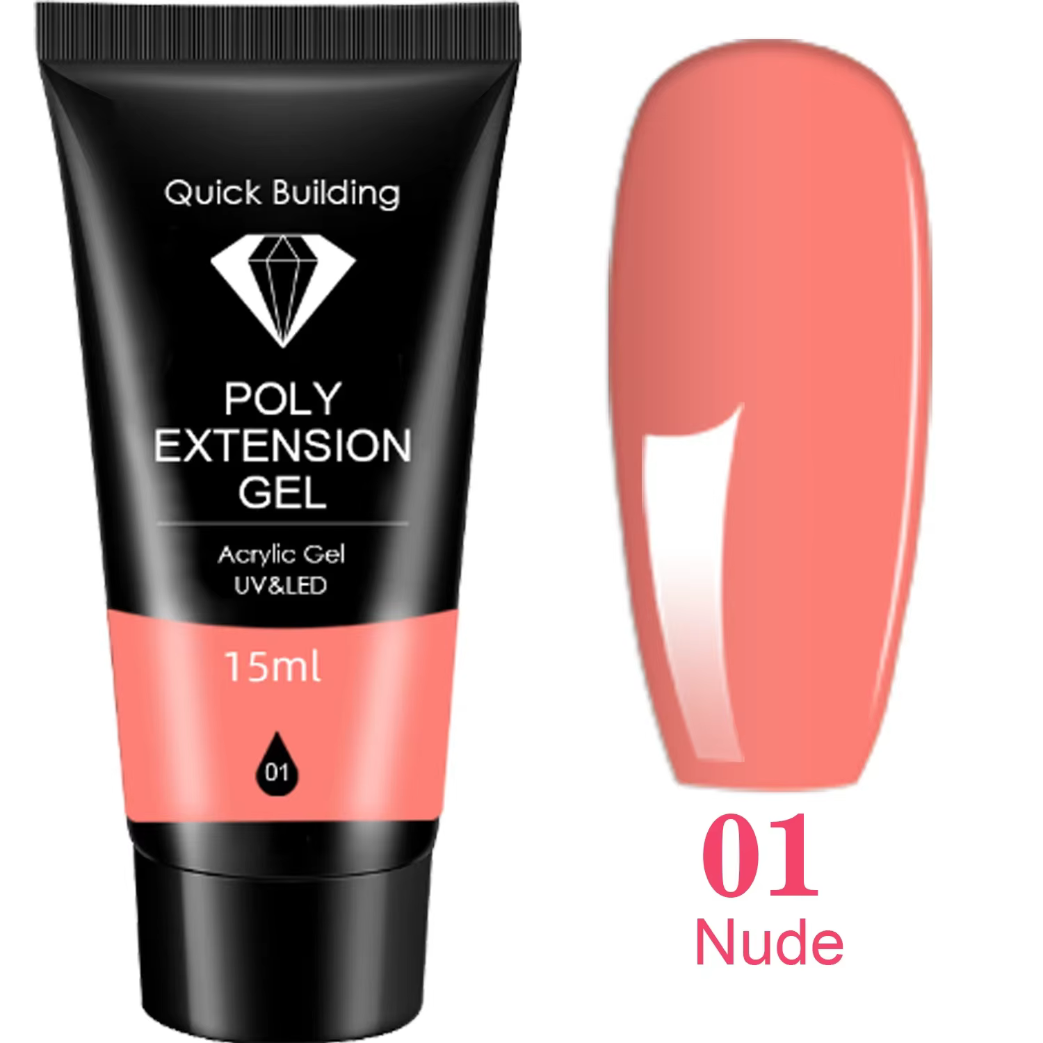 Gel Poly pour Ongles Semi-Permanent UV, Liquide Acrylique Cristallin, Extension d'Ongles, Vernis Hyb