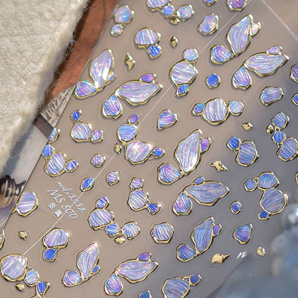 Autocollants pour Nail Art 5D, sceptre doré élégant, magnifique pierre précieuse de luxe, motif cour