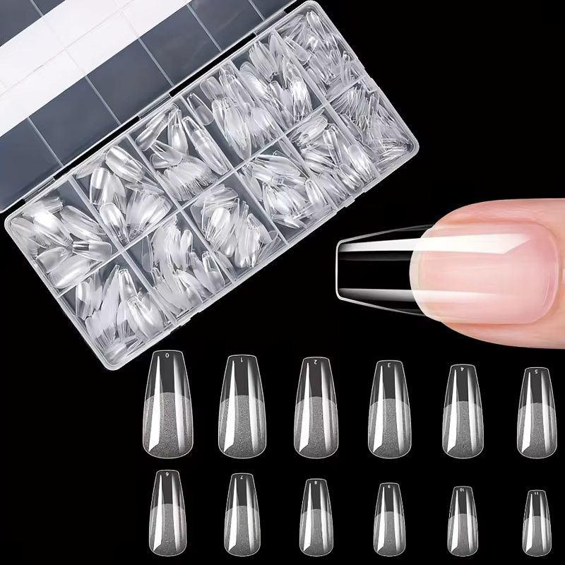 600 morceaux d'autocollants pour faux ongles à couverture complète, style aiguille, en forme d'amand