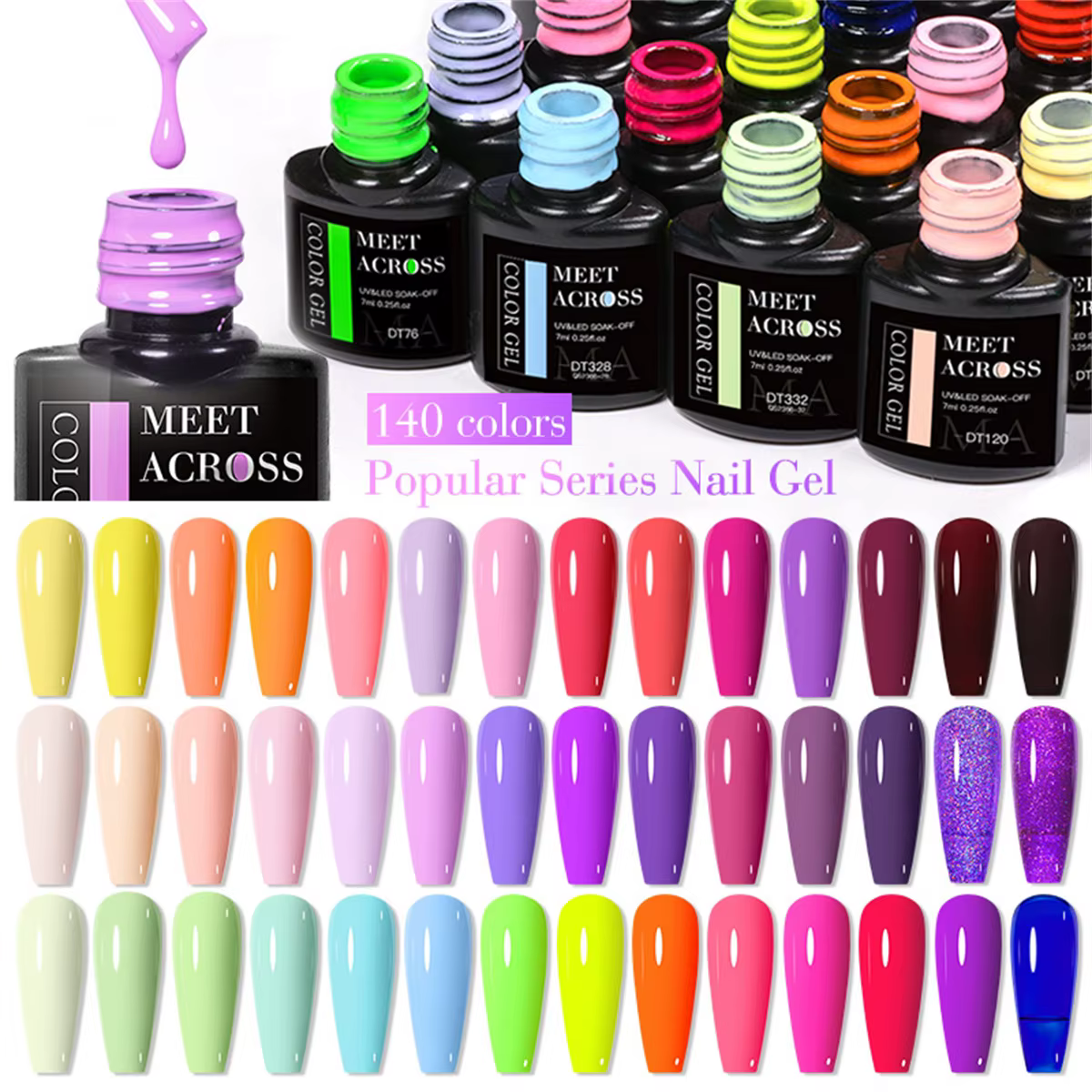 6 pièces Gel vernis à ongles ensemble HEMA gratuit 7ml Semi Permanent tremper UV Gel vernis Nail Art