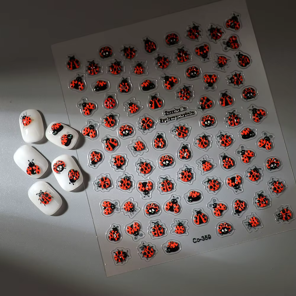 Coccinellidae Nail Art autocollants 5D en relief auto-adhésif décalcomanies mélange conception insec