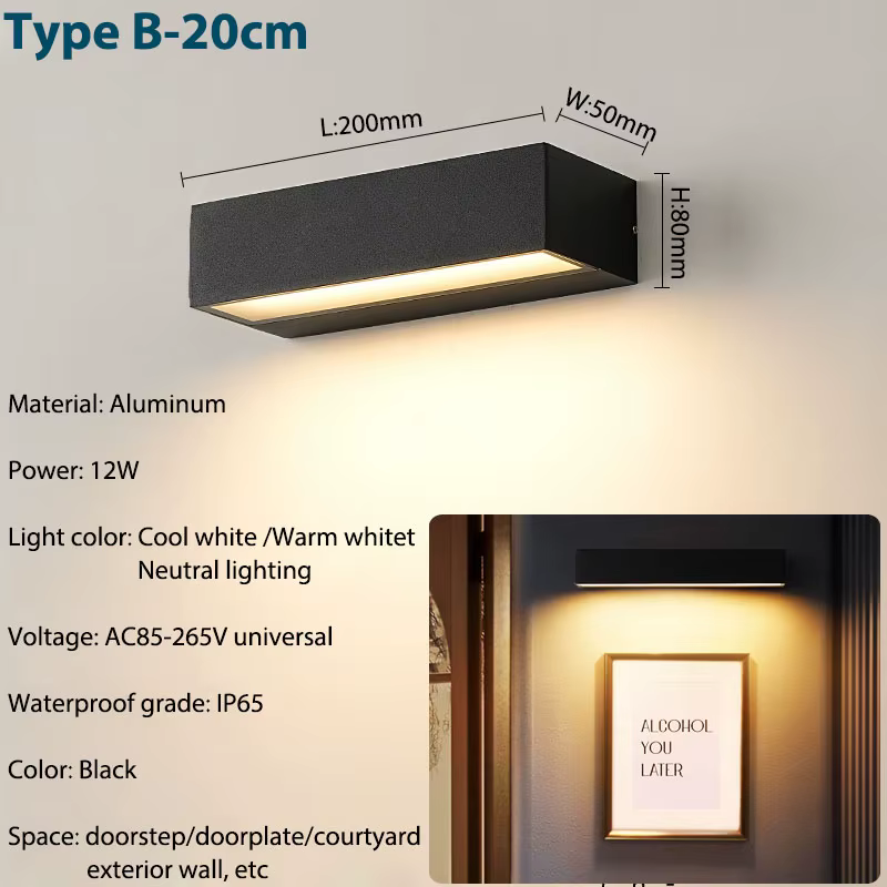 Applique Murale LED en Aluminium Imperméable Conforme à la Norme IP65, Luminaire Décoratif d'Extérie