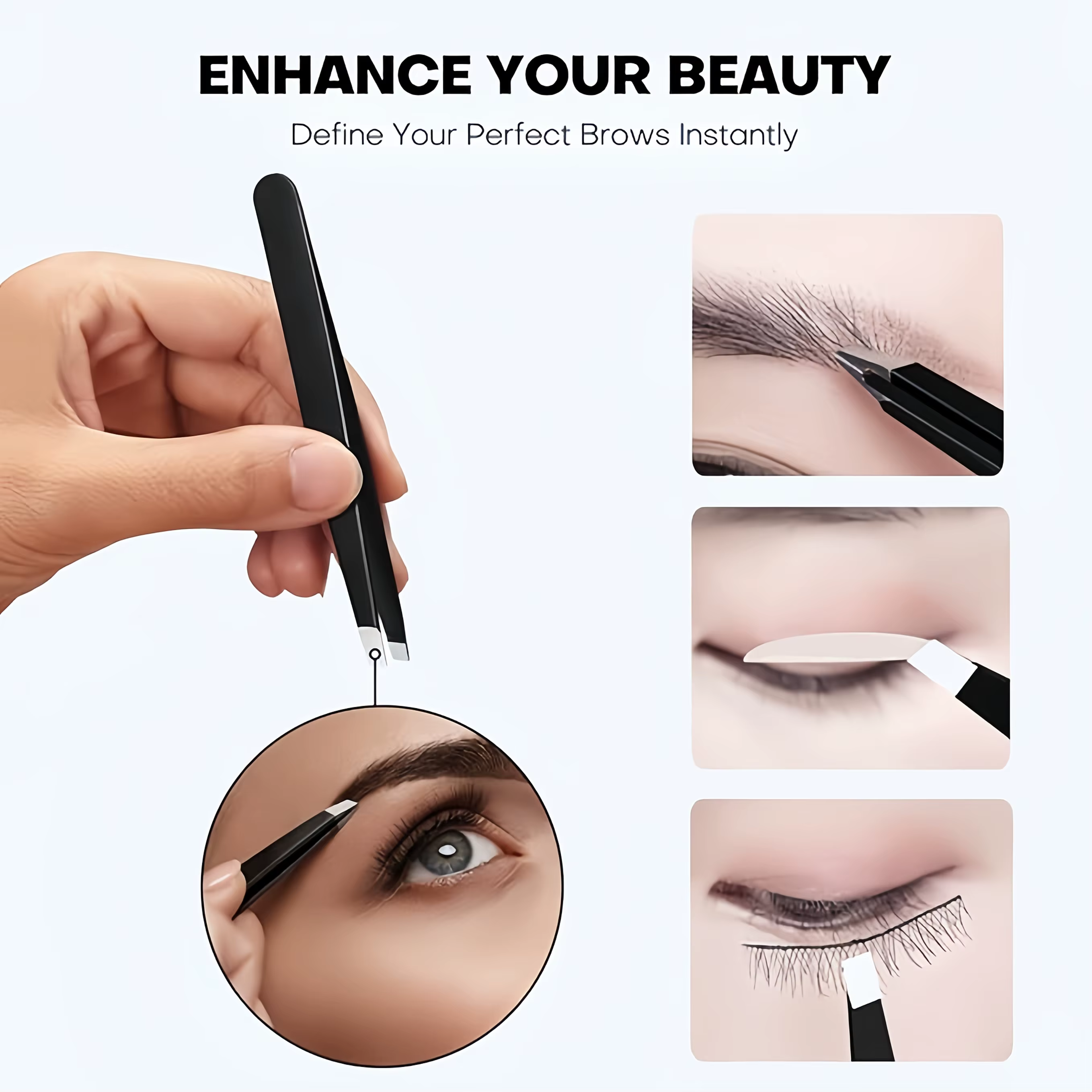 Pincettes et ciseaux professionnels de précision en acier inoxydable, adaptés au coupe des sourcils,