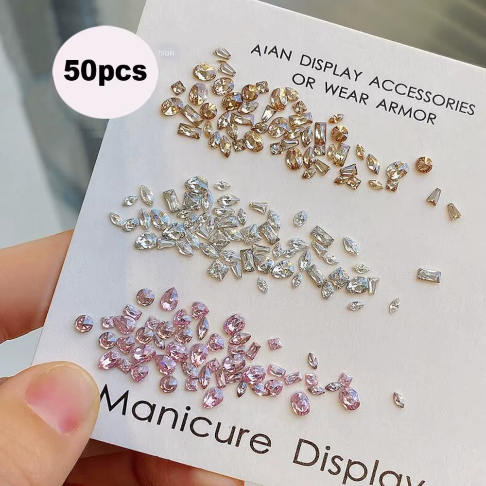 50 pièces taille mixte fond plat Zircon diamant breloques pour ongles 2-3mm pierres précieuses Mini