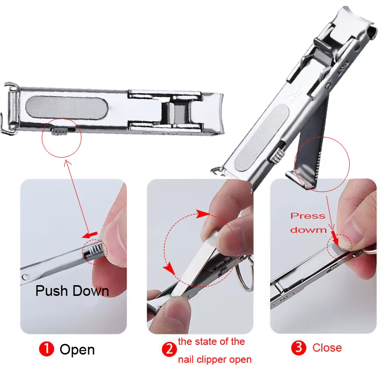 Ultra Mince Coupe-ongles Pliable Portable Voyage Ongle Porte-clés Ciseaux Cutter En Acier Inoxydable