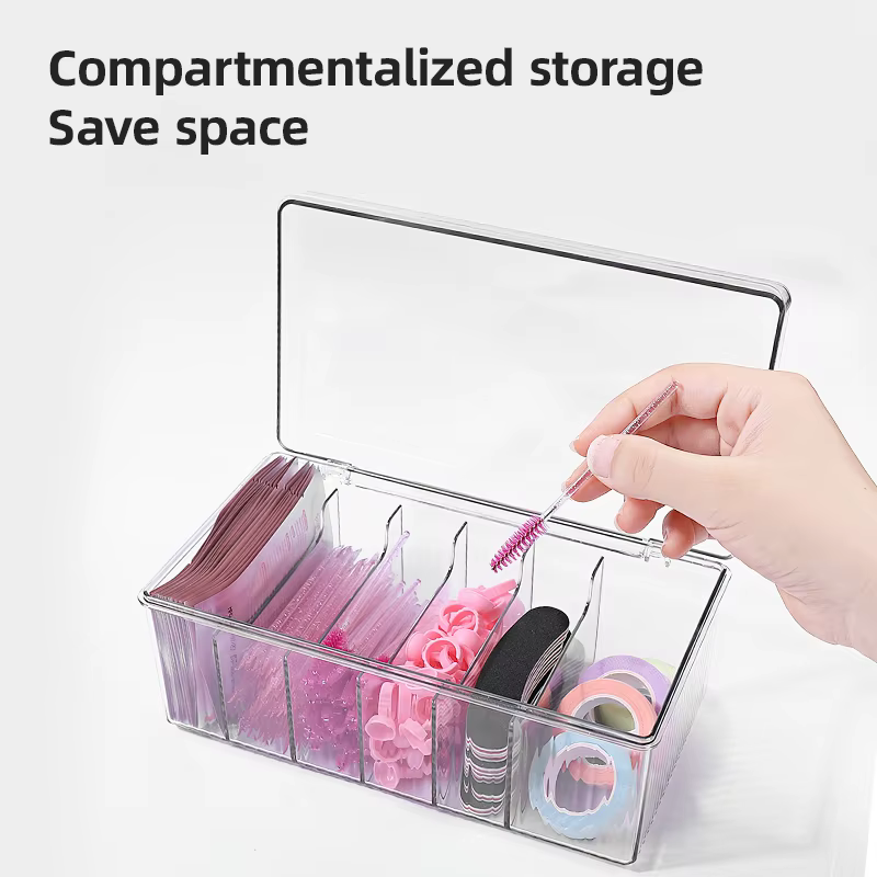Boîte de rangement de cils avec couvercle, outil d'organisation de cosmétiques de bureau, support de