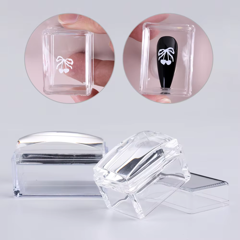 Kit de plaques d'estampage pour ongles carrés, manucure française, pochoir de vernis en Silicone Tra