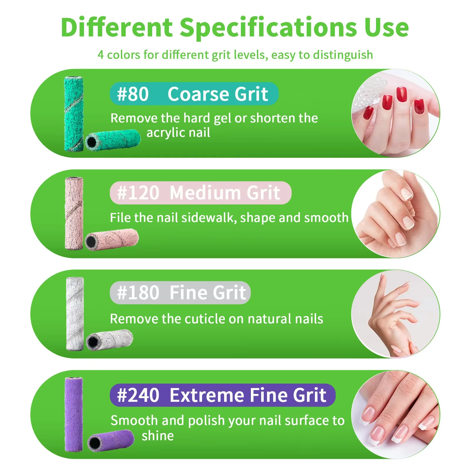30/40PC 3mm Mini ensembles de bandes de ponçage Extra longues pour l'élimination du Gel acrylique et