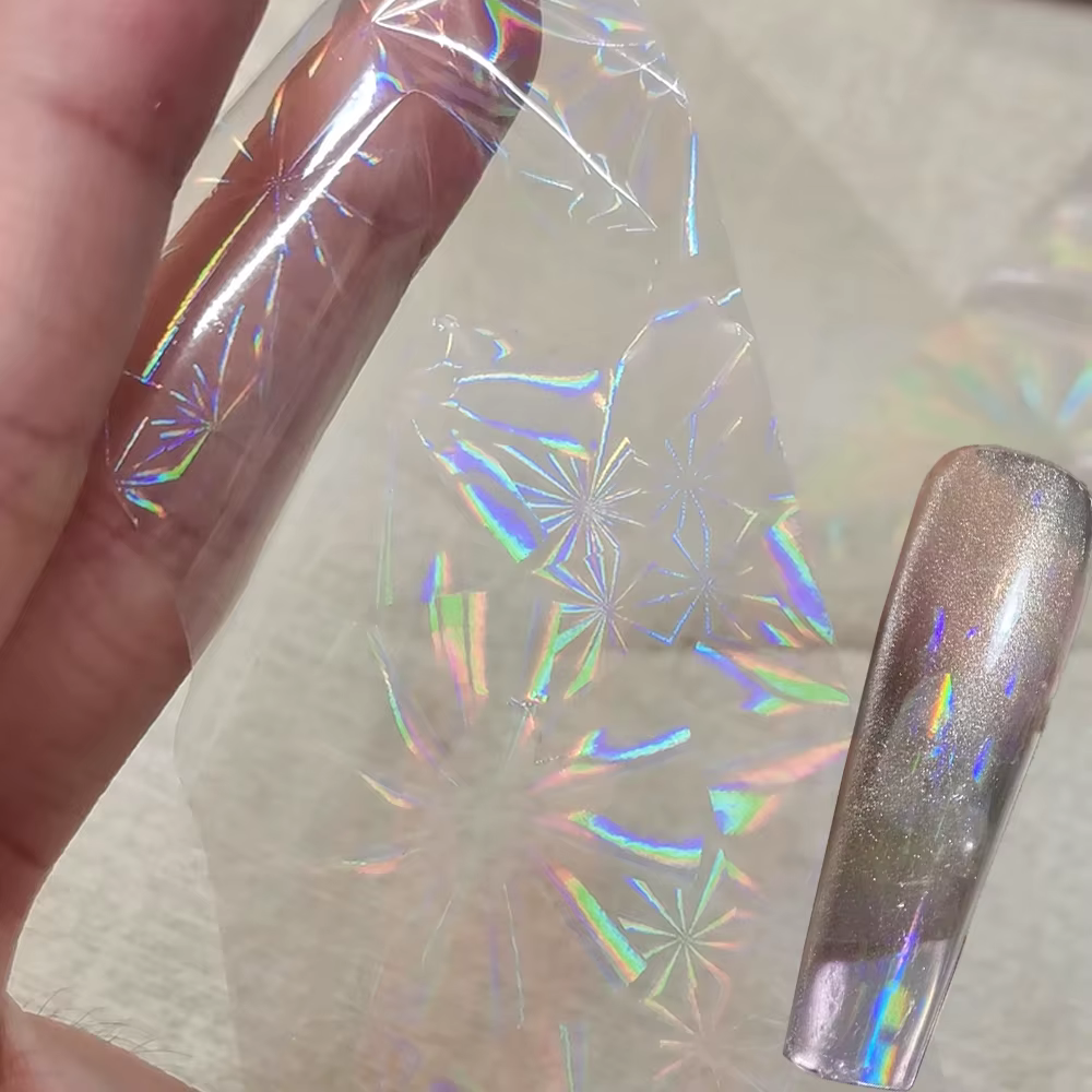 1 boîtes/10 rouleaux Aurora feuille d'ongle clair Laser verre Fragment ongles transfert autocollants