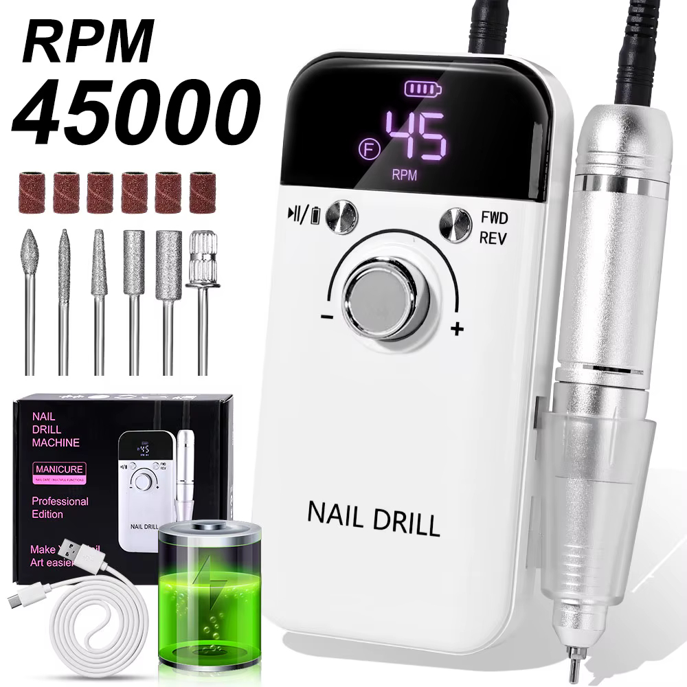Perceuse à ongles électrique professionnelle, 45000 tr/min, pour vernis à ongles en Gel, lime à ongl