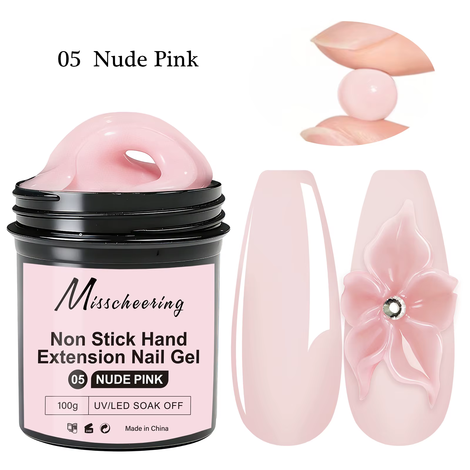Gel d'extension d'ongles dur rose clair/blanc laiteux, 100g, Gel de renforcement des ongles de grand