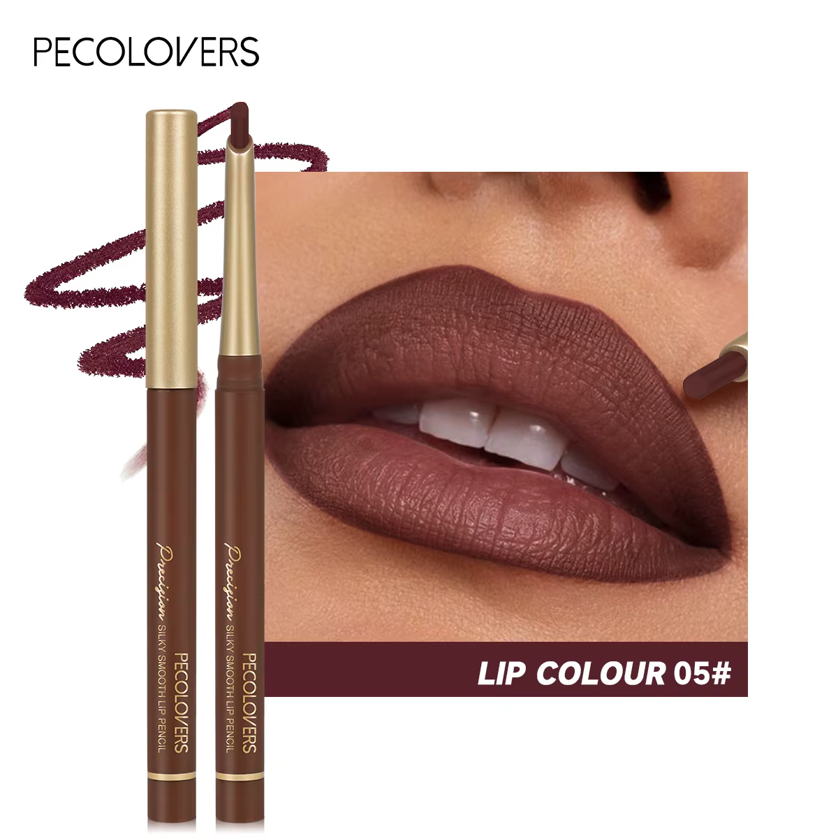 Rouge à lèvres au design biseauté Jules Liner, crayon à lèvres marron nude, maquillage naturel et du