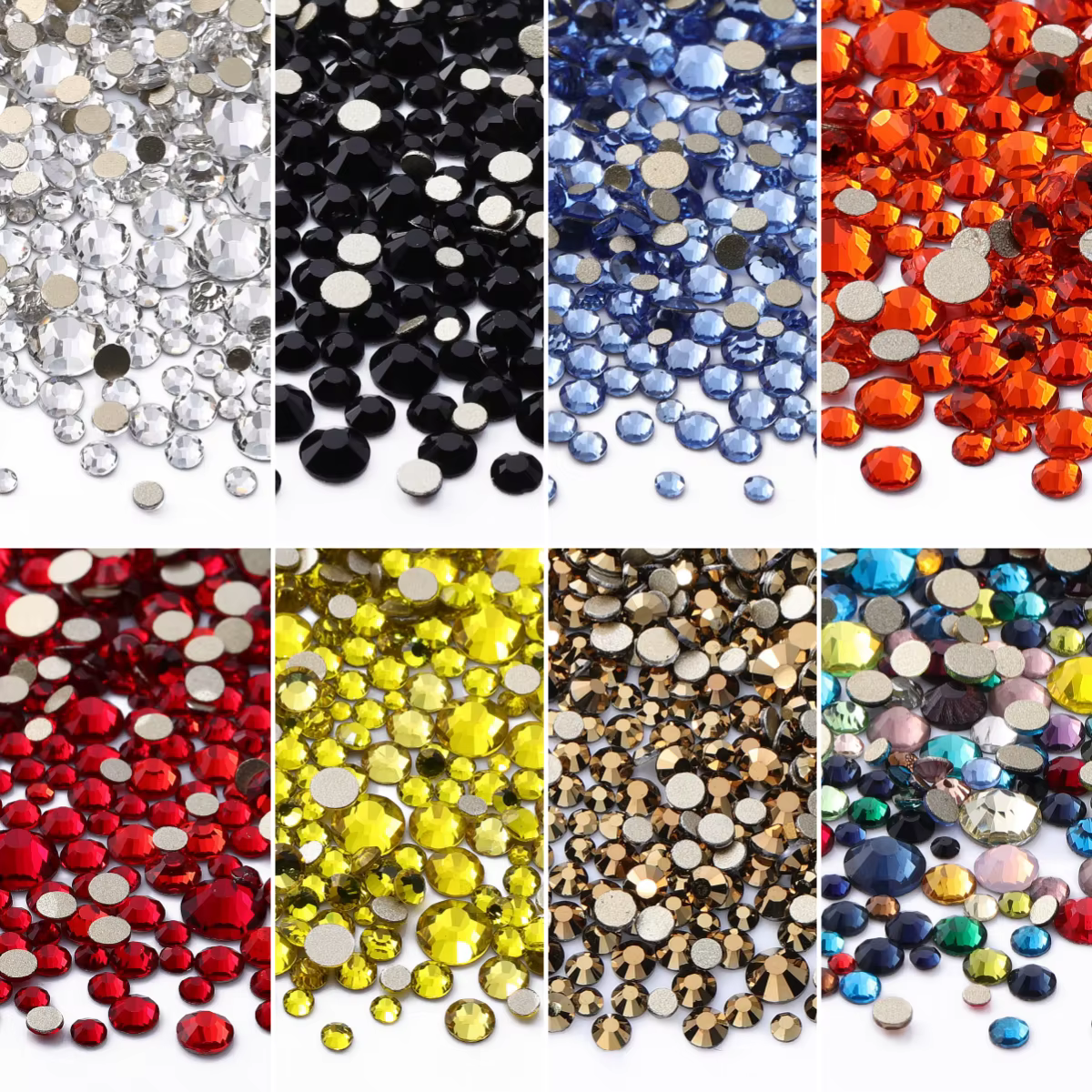 Strass à dos plat en verre astronomique doré, paillettes dorées de haute qualité, colle de charbon a