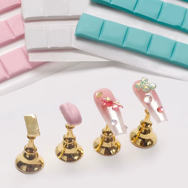 Bâton d'argile à colle adhésive pour ongles, 1 paquet, support de pointes, présentoir de manucure, f