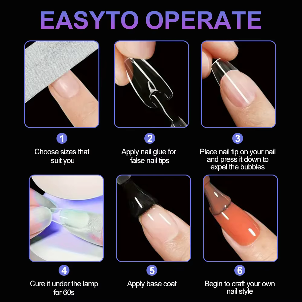 Ongles à pression en Gel souple et transparent, 8 styles, courts et longs, carrés/ovale/café, 12 tai