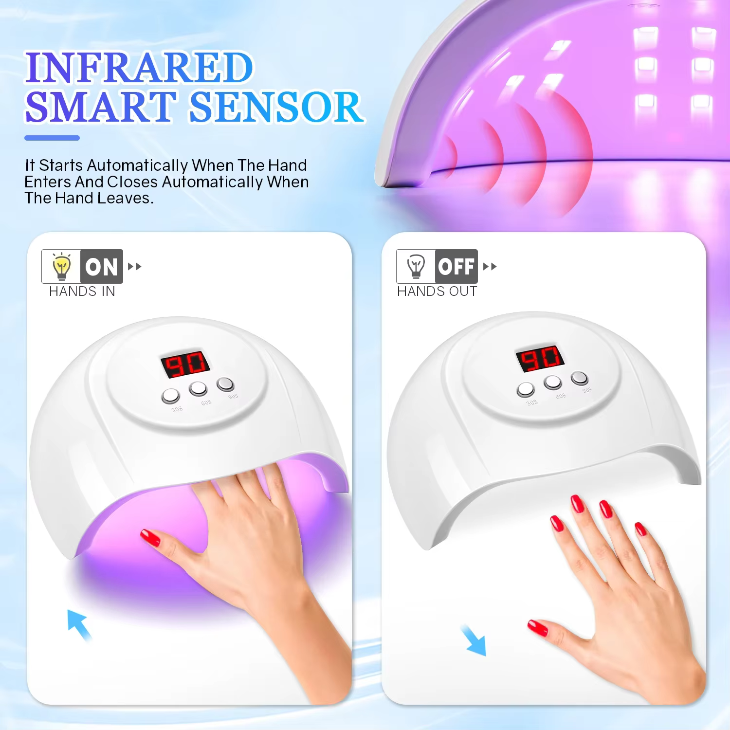 72W UV LED lampe à ongles 24 LED sèche-ongles avec capteur infrarouge lampe de manucure à séchage ra