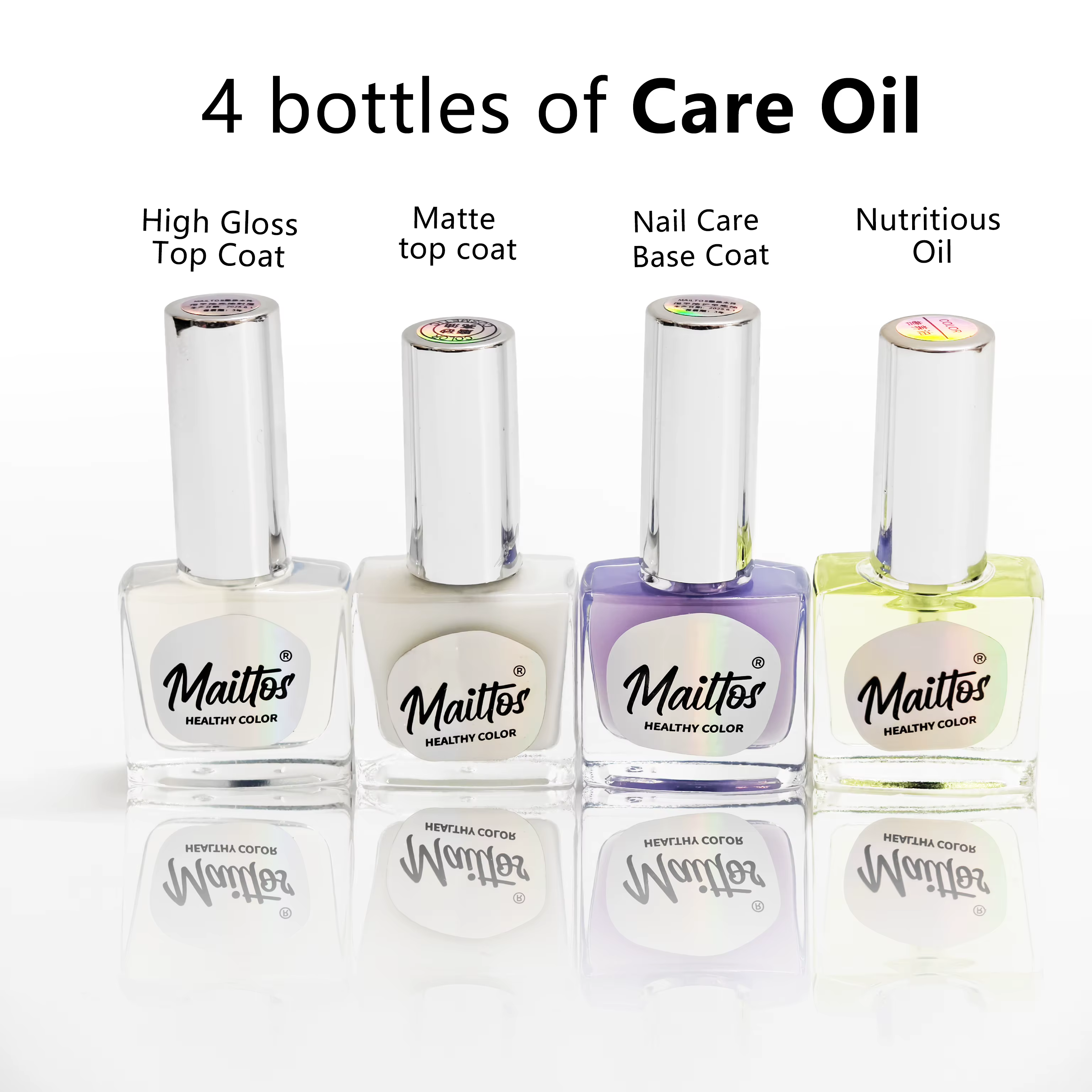 Huile de soin des ongles à base d'eau 12 ml x 4 [Huile nutritive/Base coat/Top coat mat/Top coat bri
