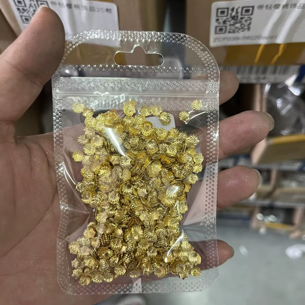 Breloques pour ongles en forme d'étoile de mer, coquille d'océan, métal doré et argenté, décoration 