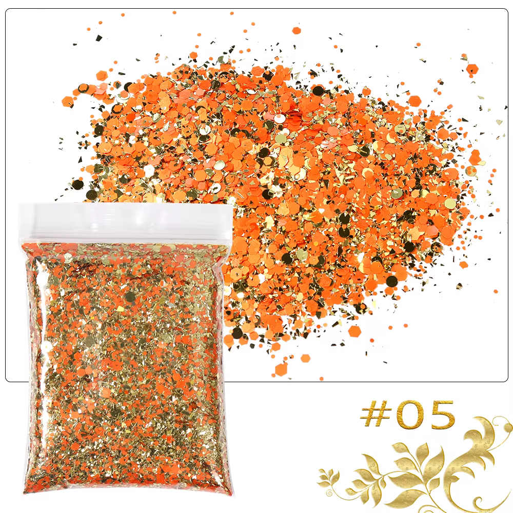 50 g/sac holographique gros paillettes princesse série or cosmétique artisanat paillettes pour résin