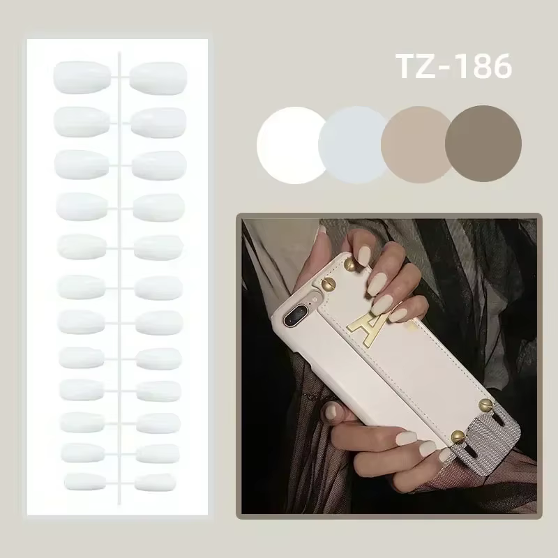 24 pièces rose amande faux ongles papillon Ballet avec Design français faux ongles portables Simple 