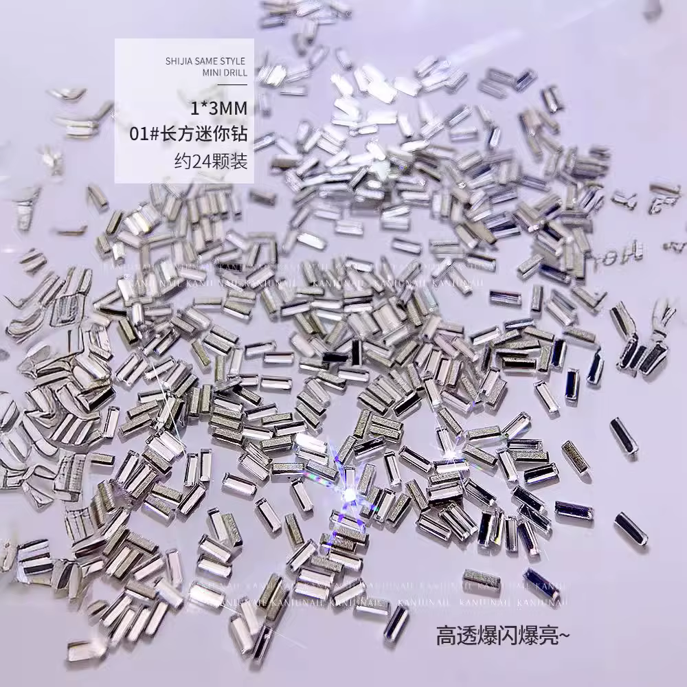 100 pièces scintillant K9 5A Mini Zircon petit rectangle trapézoïdal bande diamant Nail Art strass d