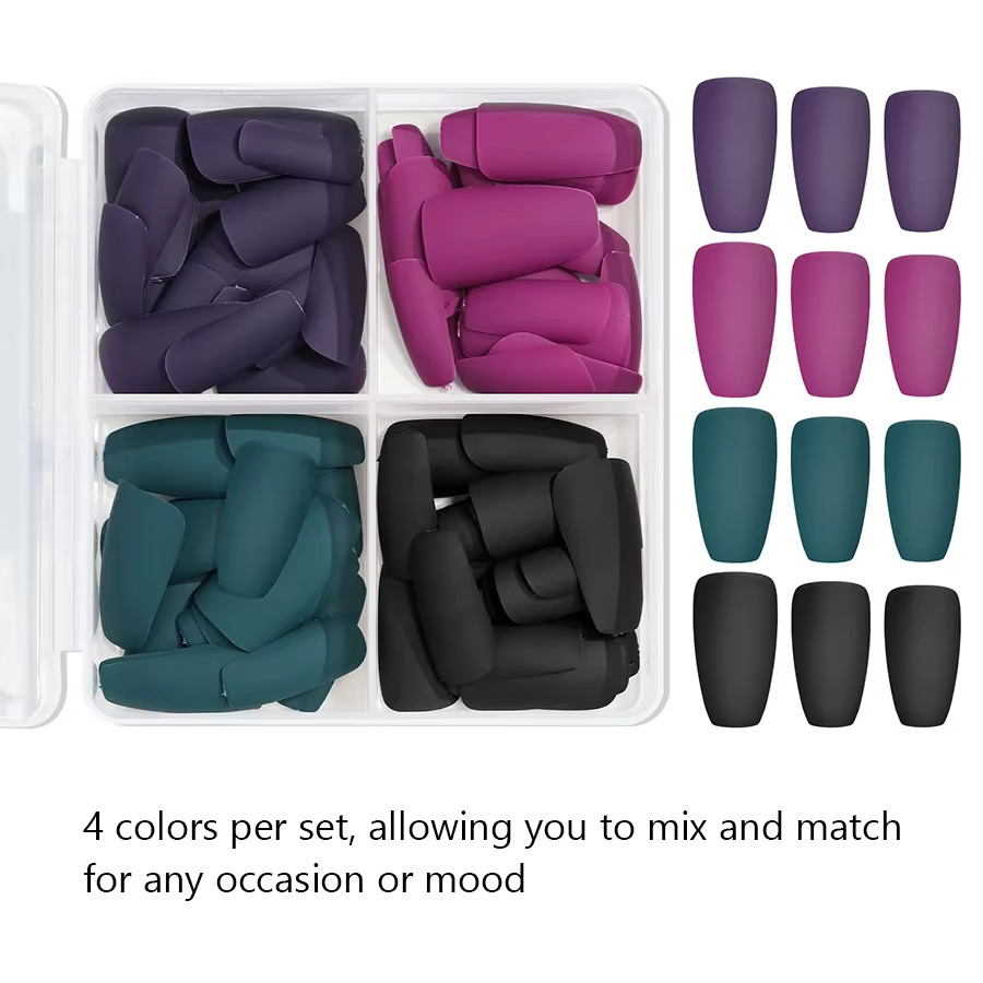 96 pièces ongles mats de couleur unie, faux ongles courts à couverture complète, faux ongles courts 