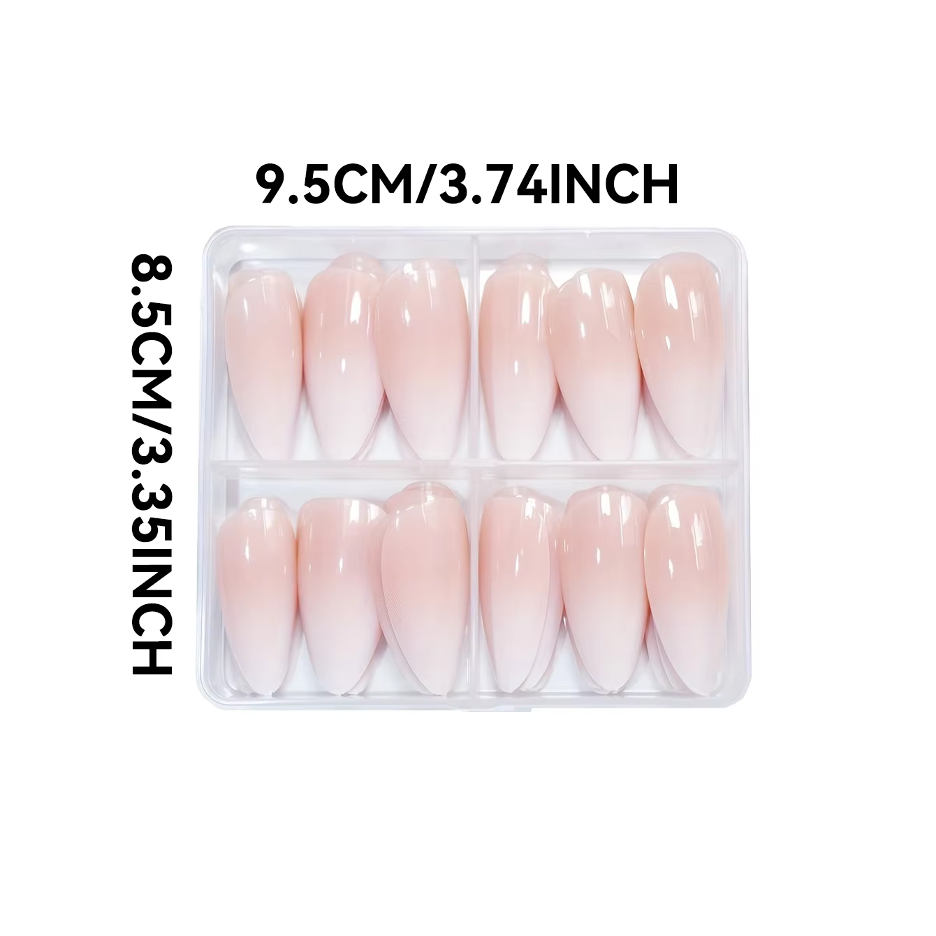 96 pièces presse sur ongles en forme d'amande, longueur moyenne, finition brillante, dégradé rose et