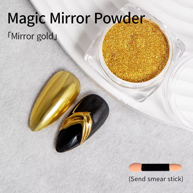 RS Chrome poudre à ongles holographique miroir magique métallique doré argenté frottant Nail Art pai