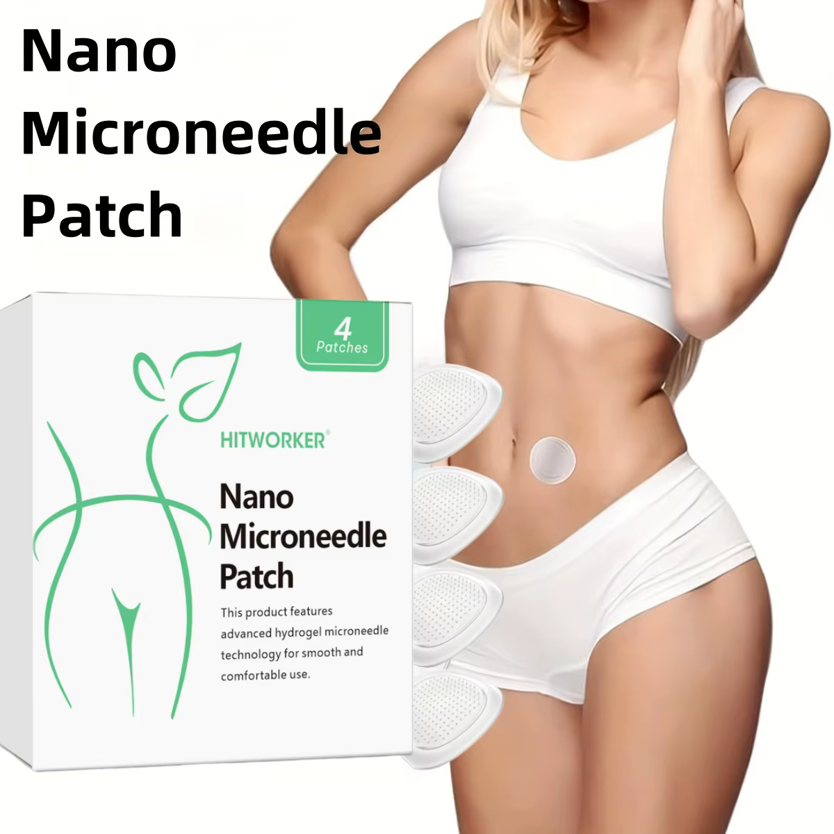 Ensemble de 4 patchs de soin corporel à micro-aiguilles nano, conçus pour un nettoyage complet, sans