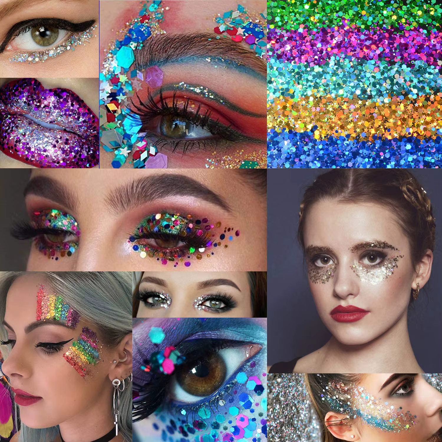 Paillettes laser holographiques pour ongles, 24 couleurs au total