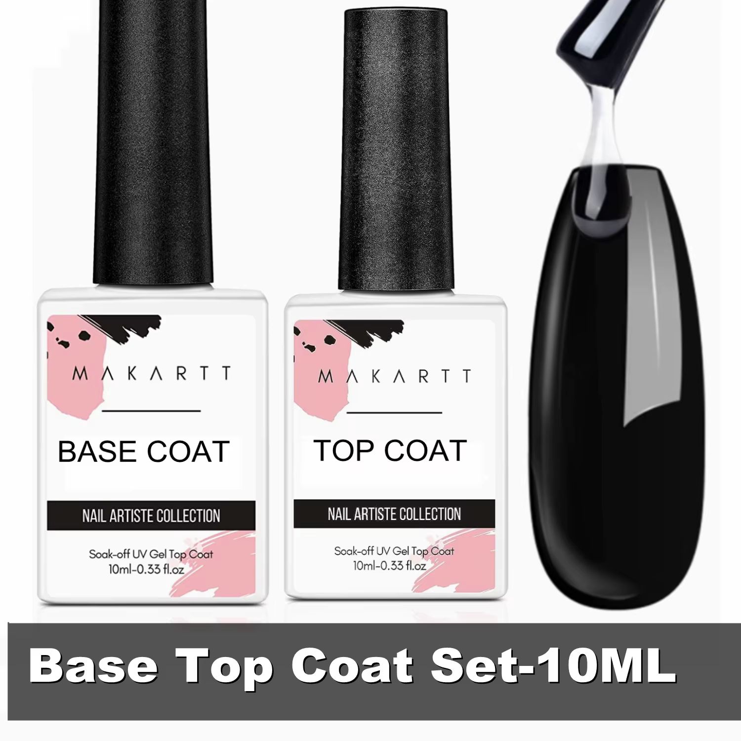 Ensemble de vernis gel Makartt, base et top coat, finition brillante sans résidu, gel base et top co
