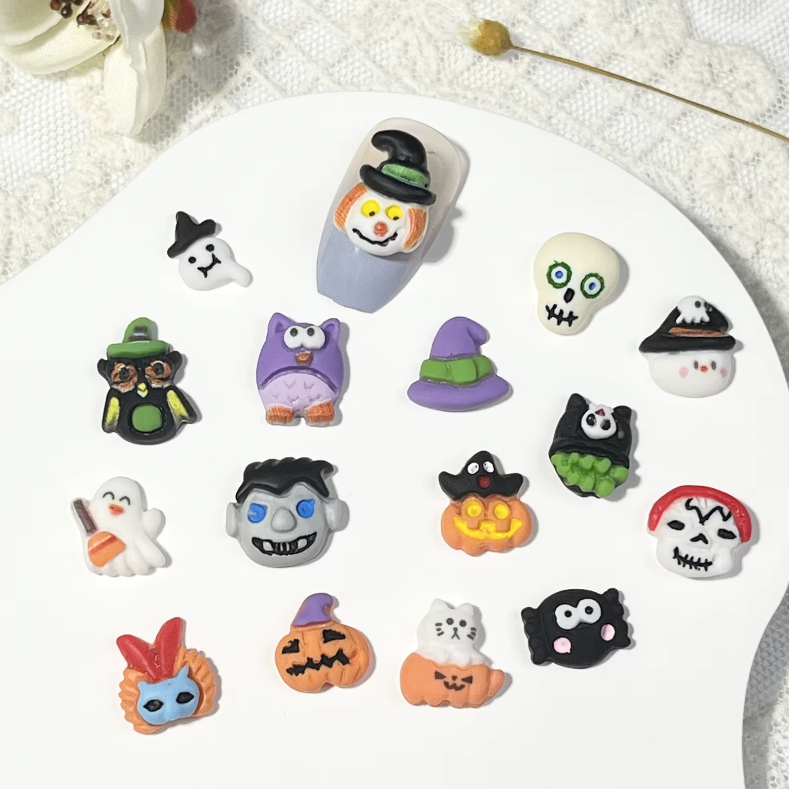 Mélange d'ornements d'ongles pour Halloween, tour farfelu, Kiyomi, Festival d'halloween, crâne, bonb