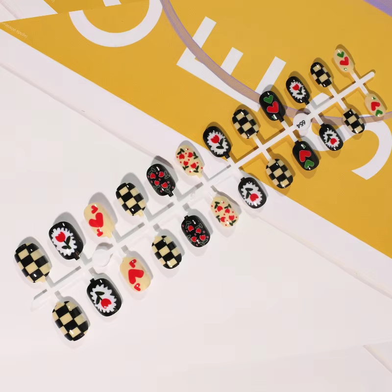 Faux ongles mignons pour enfants, dessin animé N64.Art, couverture parfaite, faux ongles artificiels