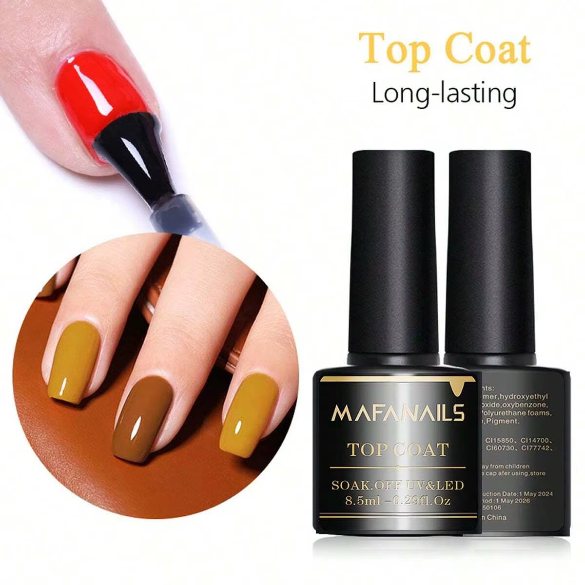 Ensemble de vernis à ongles en gel, couche de base et couche de finition, lampe à ongles LED longue 